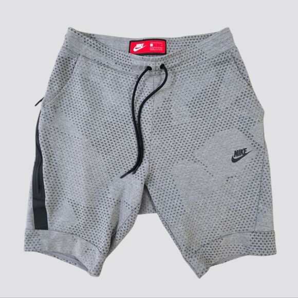Nike Tech Fleece Shorts Grey Black Zipper Pockets Tapered Leg Men's Size Small S - Picture 1 of 13